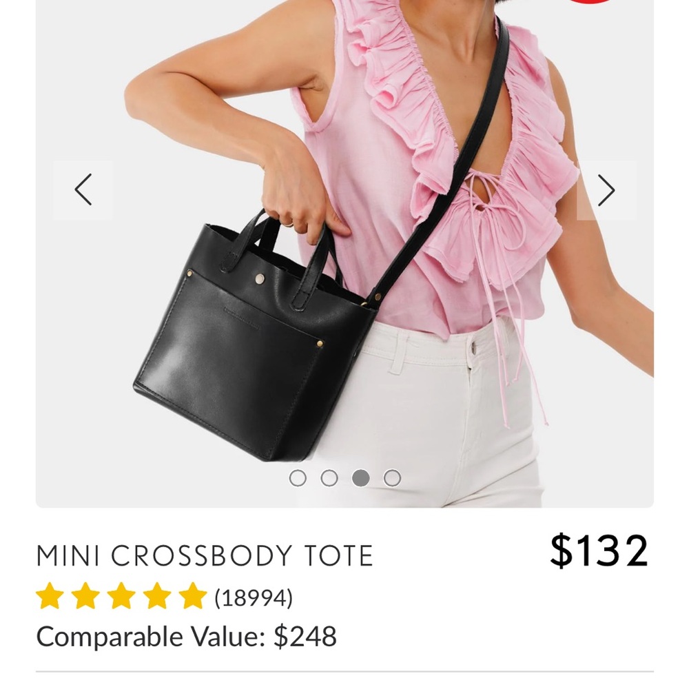Portland Leather Black Crossbody Tote NEW WITHOUT TAG